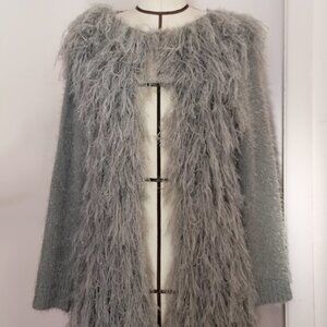 Cardigan shaggy gris